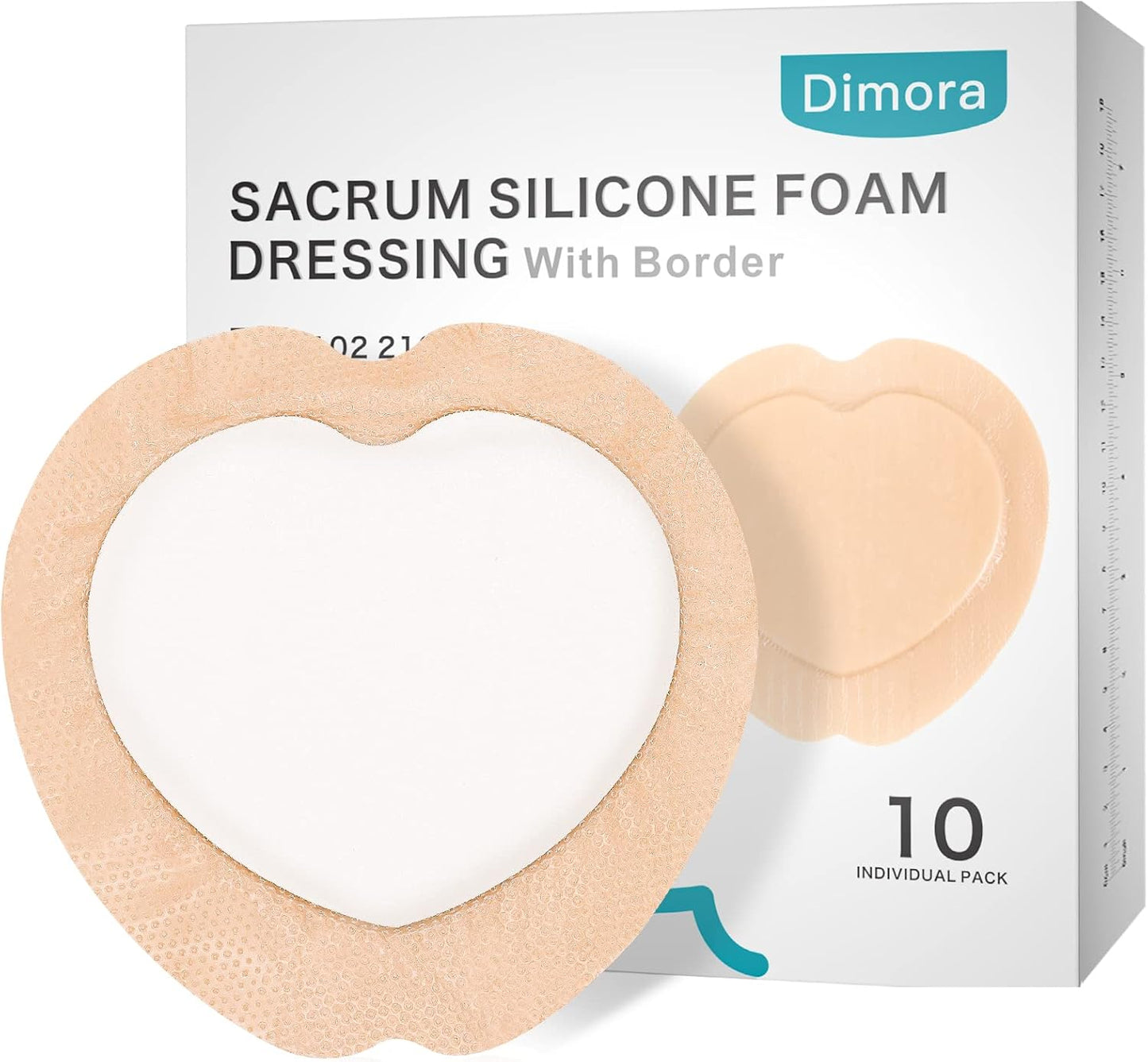 Dimora Silicone foam dressing with edge adhesive, 3 x 3 inches, waterproof first aid bandage for wound care, pack of 10