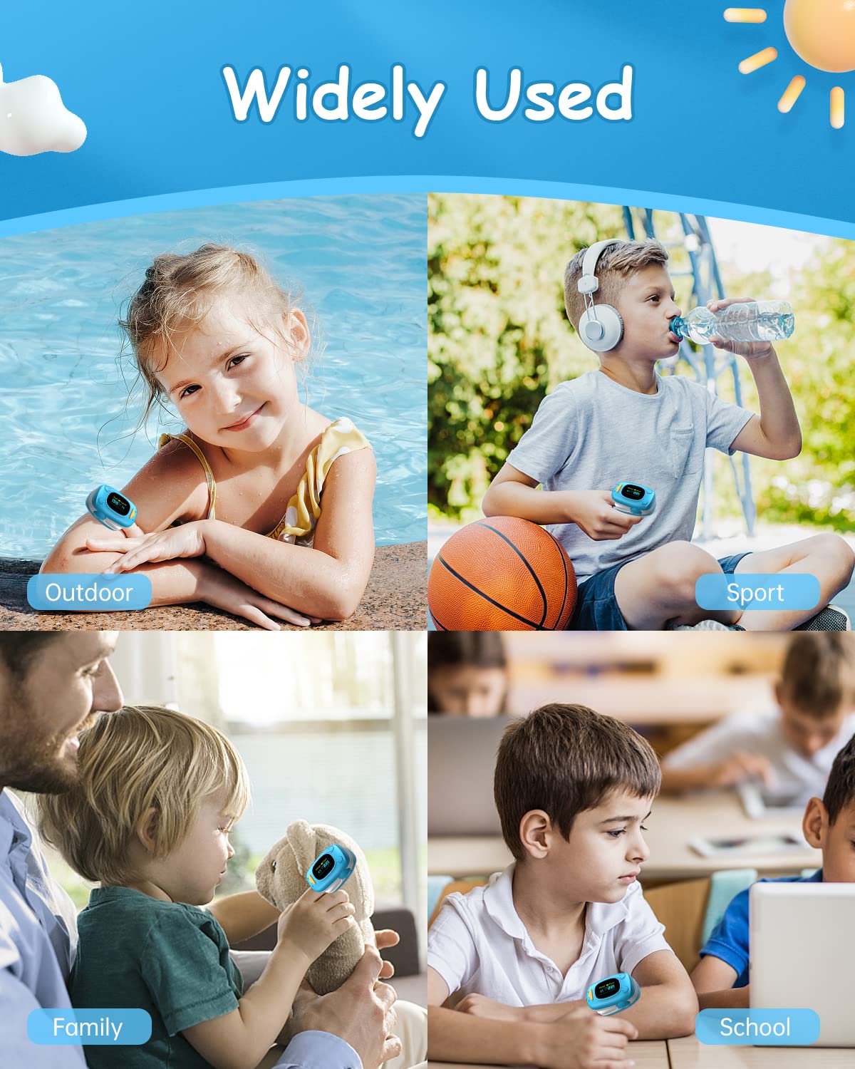 Children Fingertip Pulse Oximeter Blood Oxygen Saturation Monitor for Child Kids Portable Oxygen Monitor with OLED Screen Included 2AAA Batteries