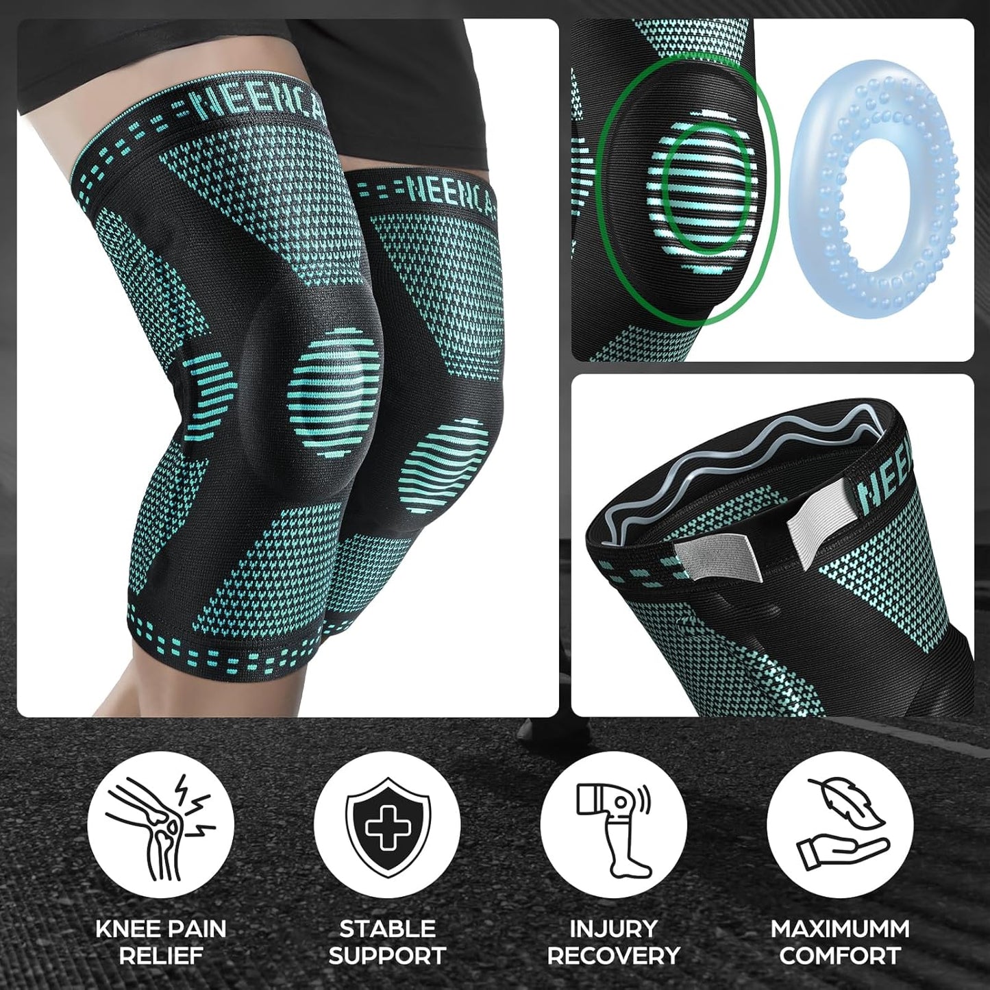 Professional Knee Brace, Compression Knee Support with Patella Gel Pad & Side Stabilizers, Medical Knee Sleeve for Pain Relief, ACL,PCL, Meniscus, Injury Recovery, Arthritis, Sports, Workout...