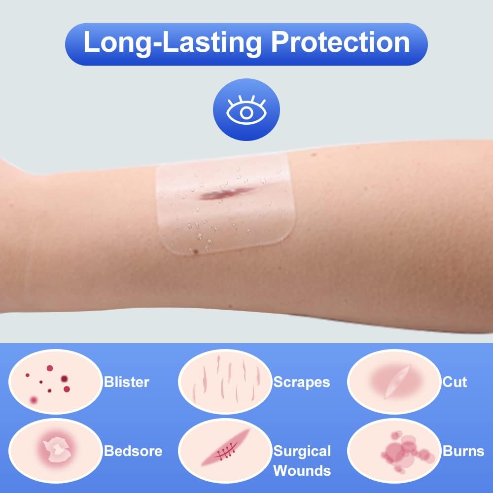 15 hydrocolloid bandages of 4 x 4 inches, hydrocolloid bandages for wound healing, wound bandages, large waterproof bandage
