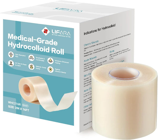 Hydrocolloid Wound Care Roll (WHC210RT) - HSA FSA Eligible 2 inches x 10 feet, 19.7 mil thickness, cut to size, extra large hydrocolloid patch bandages with