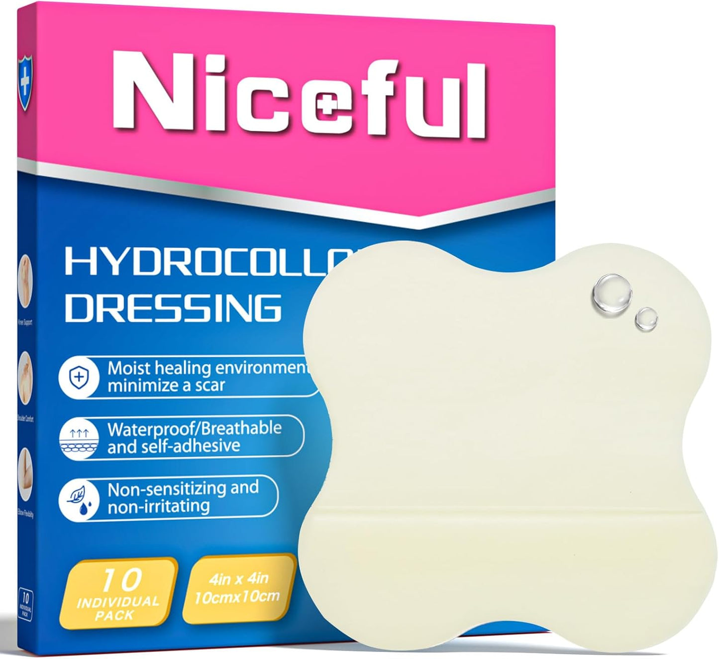 15 hydrocolloid bandages of 4 x 4 inches, hydrocolloid bandages for wound healing, wound bandages, large waterproof bandage