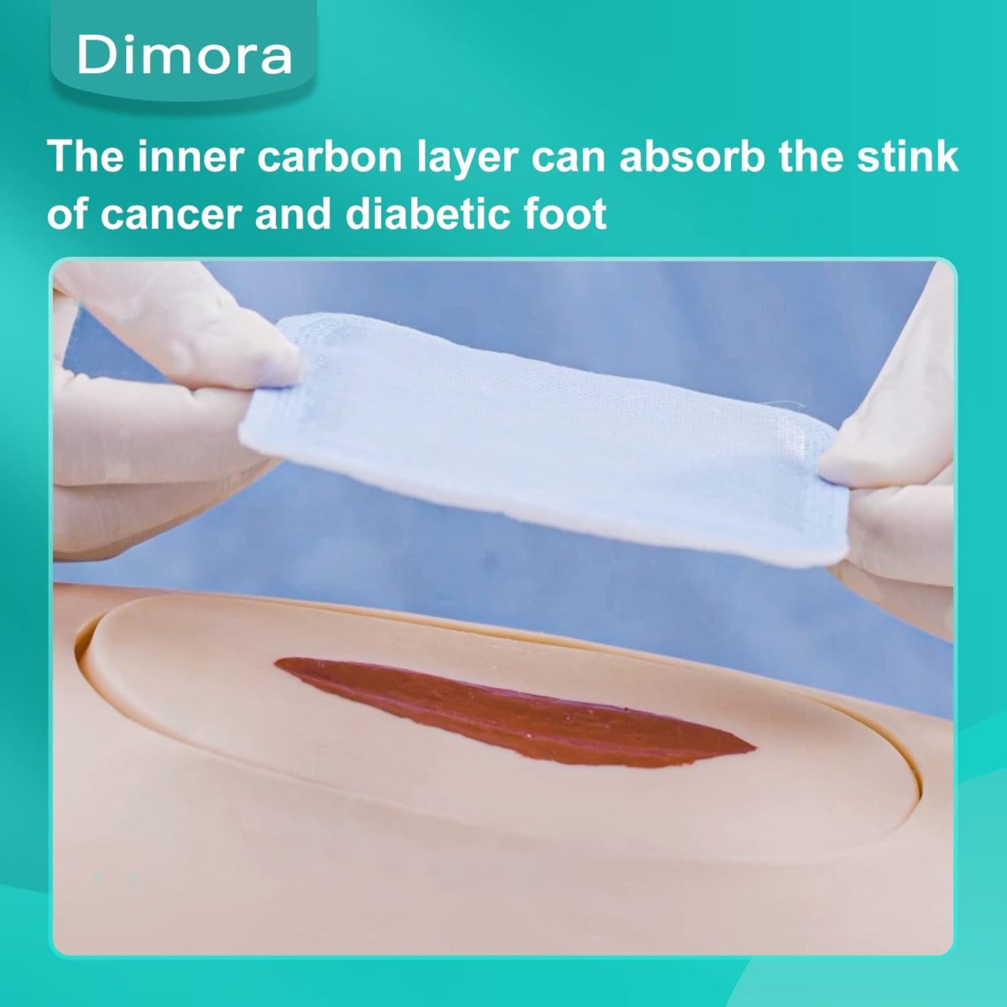 Enhanced Super Absorbent Dressing with Activated Charcoal, Anti-Odor Wound Moisture Wicking Upper Dressing - 4 x 8 inches, 10 Packs