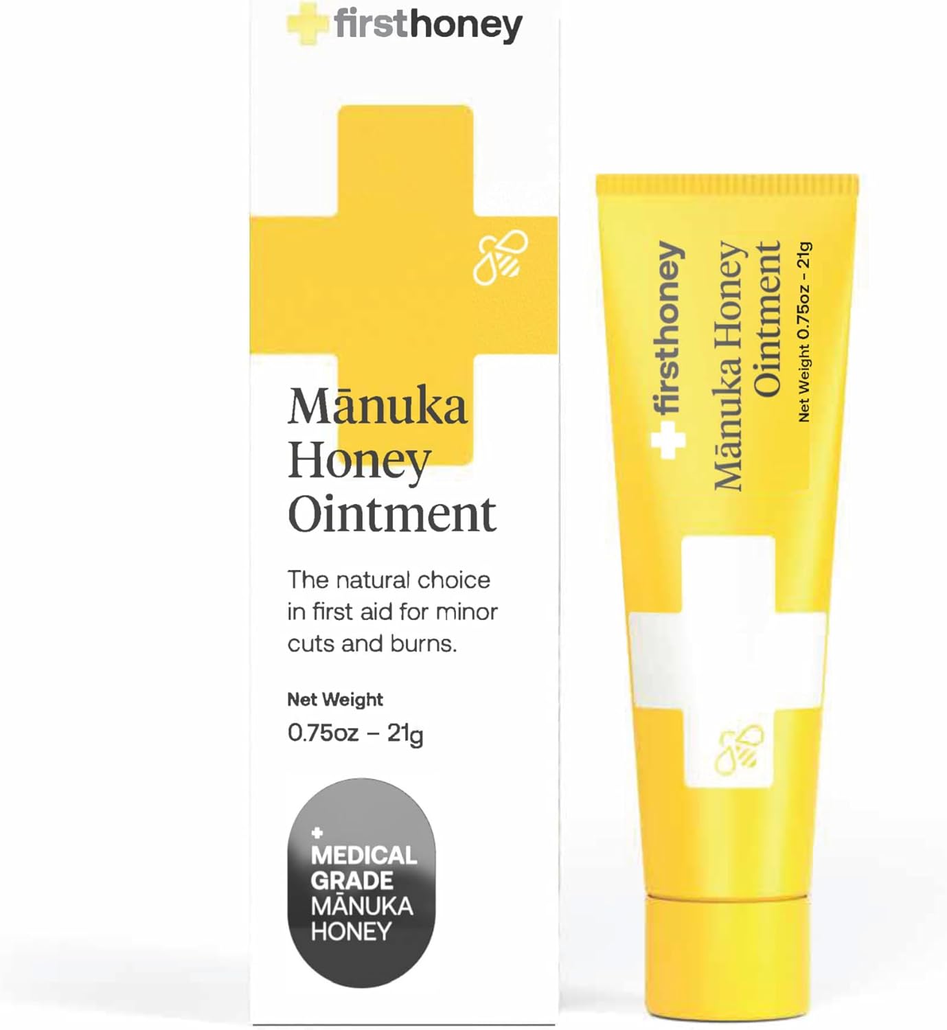 FIRST HONEY Manuka Wound Ointment [.75 oz - 21 g] | Rapid Wound Repair Gel | Fast relief for skin and burns | New Zealand Manuka Honey | Antibiotic-free burn care, scar gel, dressing aid