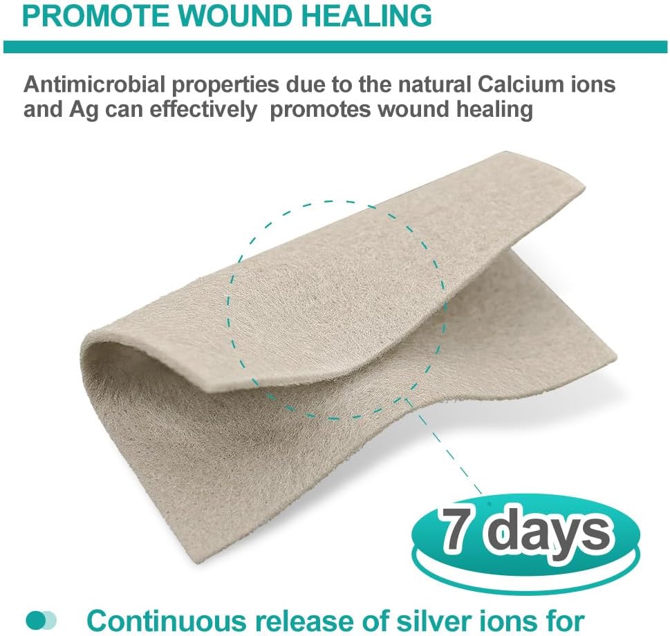 Dimora Enhanced Silver Calcium Alginate Wound Dressing, Antibacterial Nonstick Gauze, Highly Absorbent Sterile Pads, 4 x 4 Inch Patches, 5 Packets