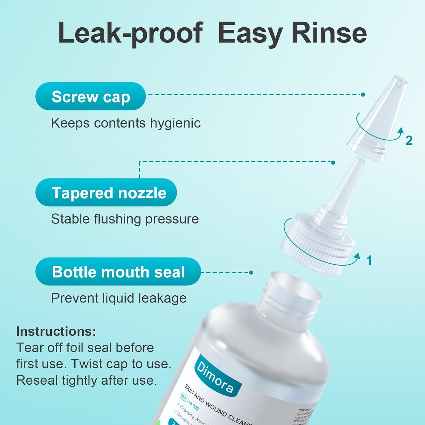 Dimora Portable First Aid Antiseptic Cleaner, Over-the-Counter Antimicrobial Cleaner for Skin and Wounds for Cuts, Abrasions, Lacerations, Burns, Skin Neutral pH