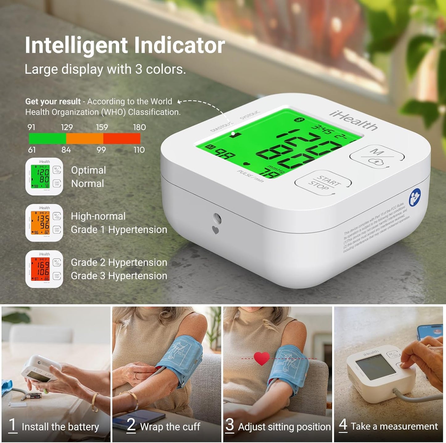 iHealth Smart Upper Arm Blood Pressure Monitor, Wide Range, Suitable for Standard to Large Adult Arms, Bluetooth-Enabled for iOS Devices