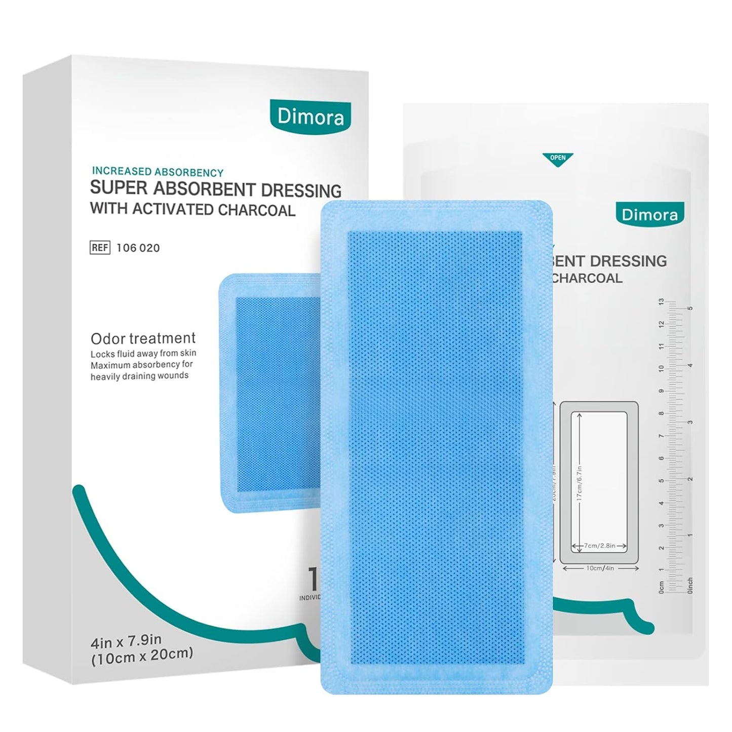 Dimora Superabsorbent Silicone Wound Dressings, Soft Adhesive Bandages with Ultrasorb Polymer, Heavy Exudate Pads for Wound Care, 5 x 5 inches, 10 Packs