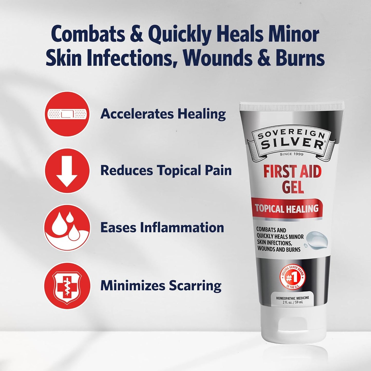 Sovereign Silver First Aid Gel - Argentum Metallicum Gel Wound Care Holder, Topical Skin Care for Minor Skin Irritations with Convenient Pump - 2 fl oz