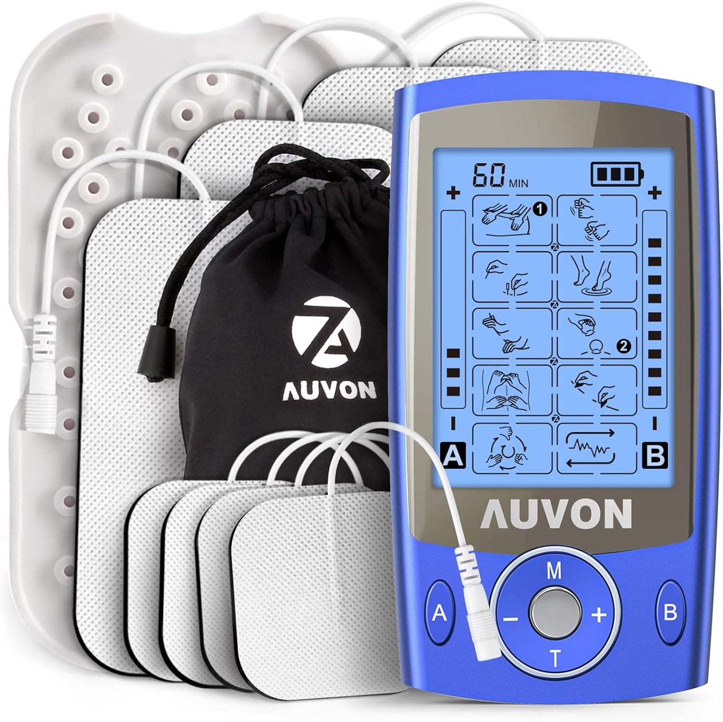 Dual Channel TENS Unit Muscle Stimulator Machine with 20 Modes, 2" and 2"x4" TENS Unit Electrode Pads