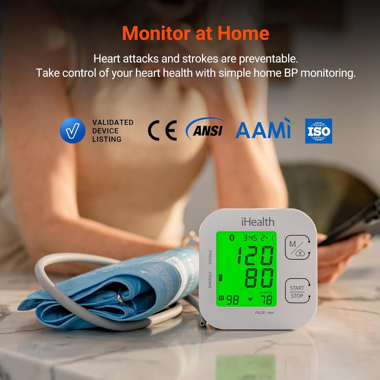 iHealth Smart Upper Arm Blood Pressure Monitor, Wide Range, Suitable for Standard to Large Adult Arms, Bluetooth-Enabled for iOS Devices