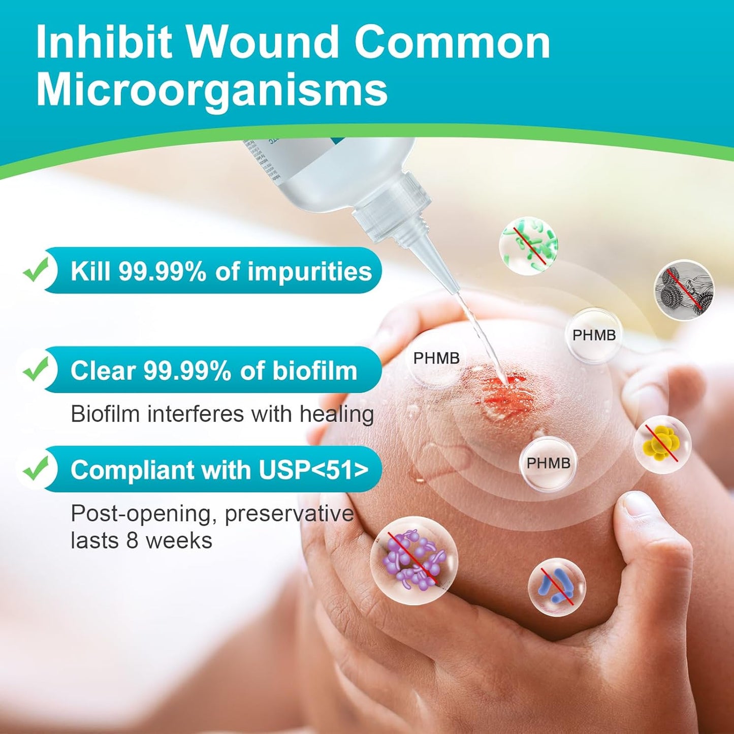 Dimora Portable First Aid Antiseptic Cleaner, Over-the-Counter Antimicrobial Cleaner for Skin and Wounds for Cuts, Abrasions, Lacerations, Burns, Skin Neutral pH