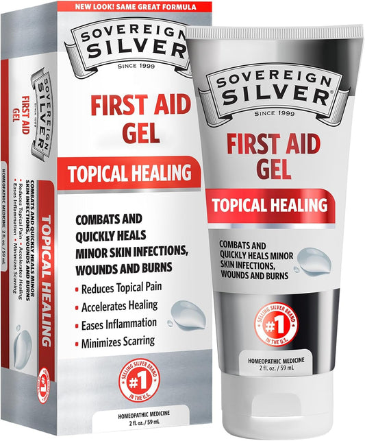 Sovereign Silver First Aid Gel - Argentum Metallicum Gel Wound Care Holder, Topical Skin Care for Minor Skin Irritations with Convenient Pump - 2 fl oz