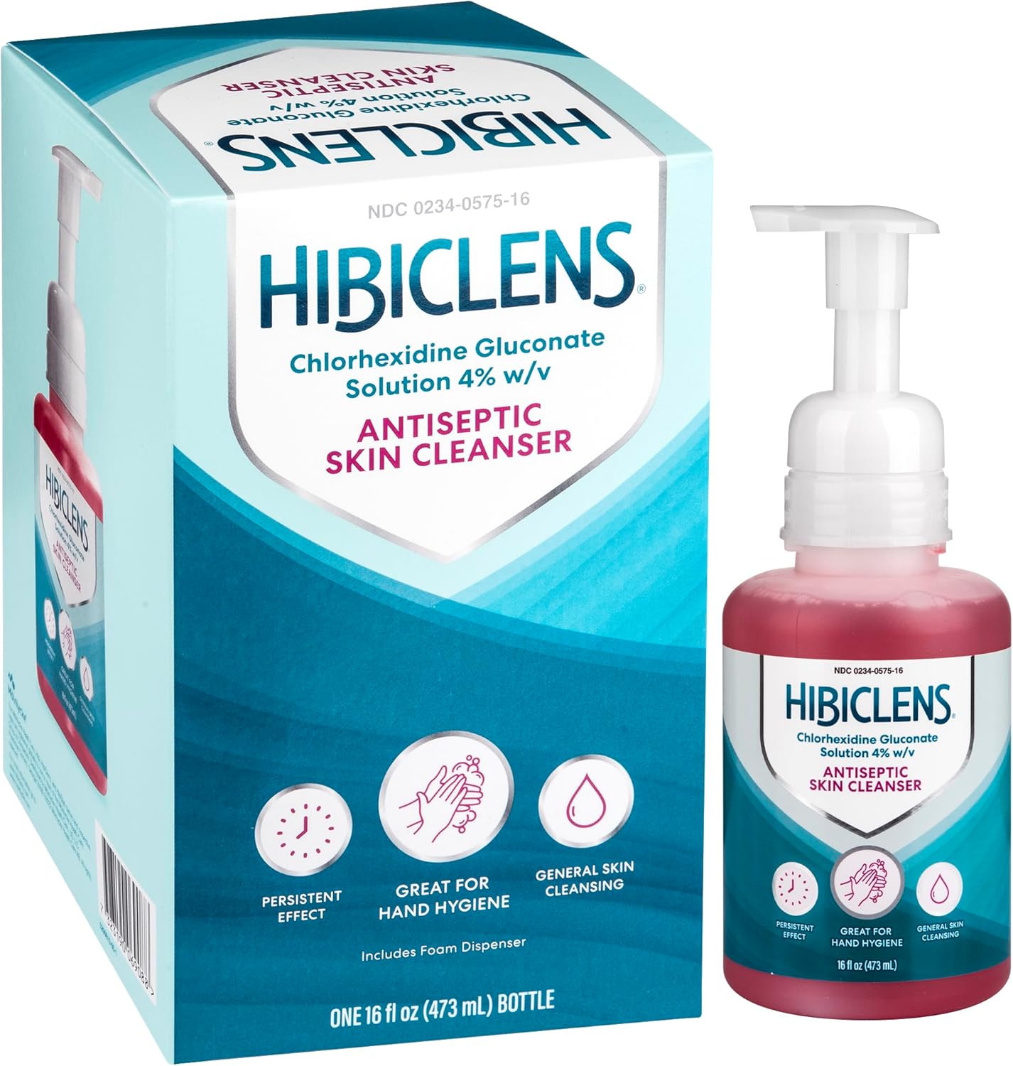 Hibiclens Antimicrobial, Antiseptic & Skin Cleansing Soap - Foaming Pump Included - 16 oz - For Home & Hospital - 4% CHG