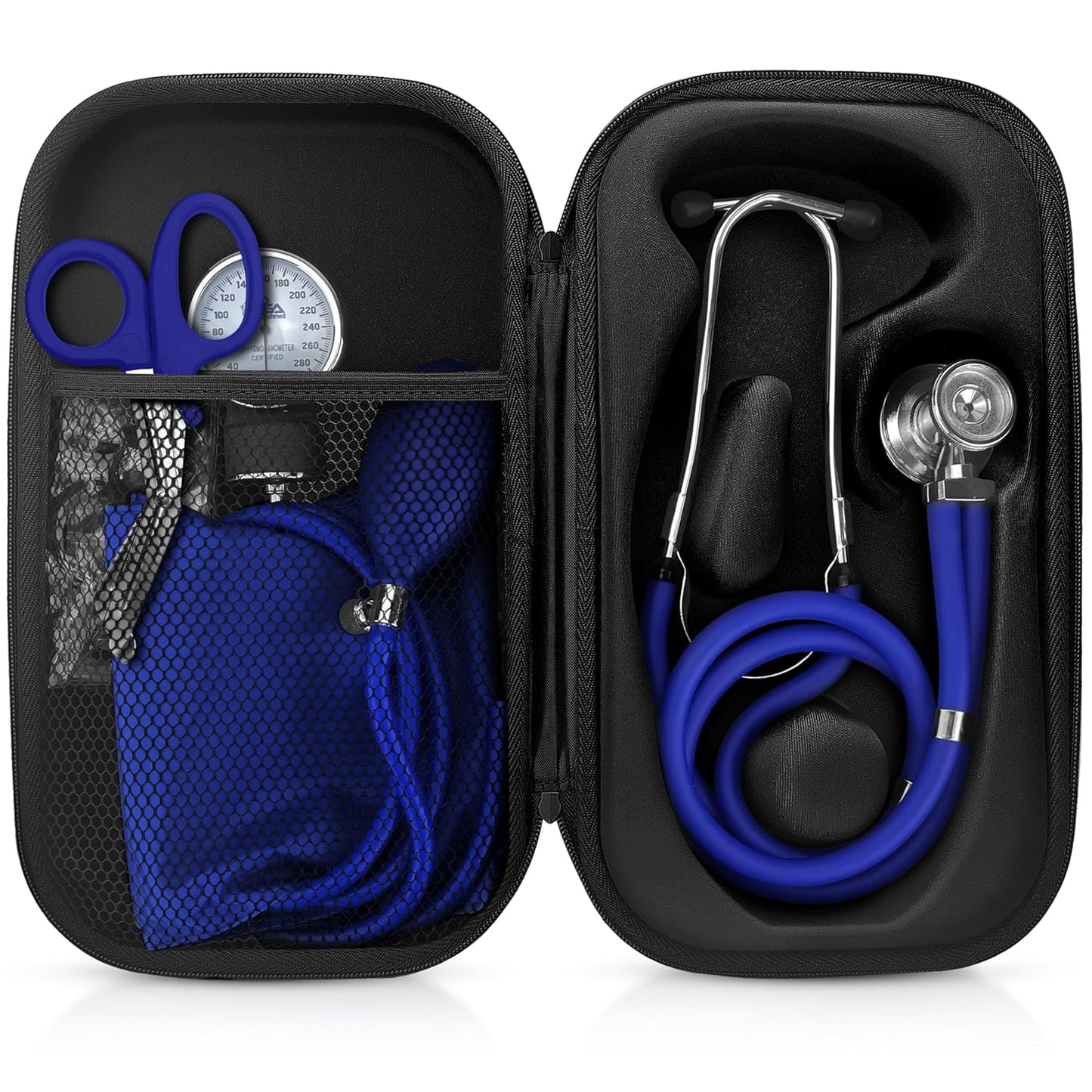 ASA TECHMED Medical Starter Kit – Stethoscope, Durable Blood Pressure Monitor, EMT Shears & Protective Carrying Case – Ideal for Healthcare Students & Professionals, Burgundy
