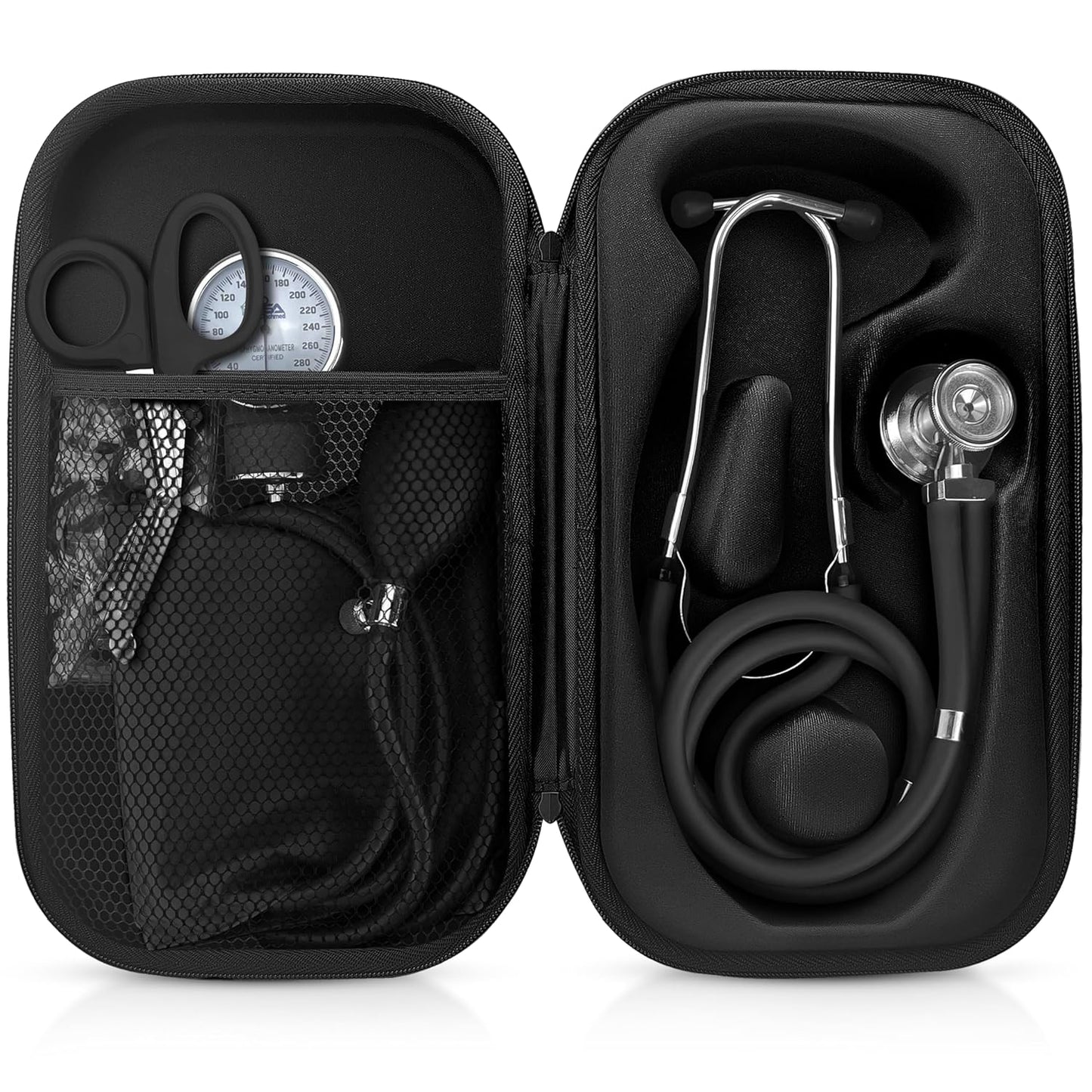 ASA TECHMED Medical Starter Kit – Stethoscope, Durable Blood Pressure Monitor, EMT Shears & Protective Carrying Case – Ideal for Healthcare Students & Professionals, Burgundy