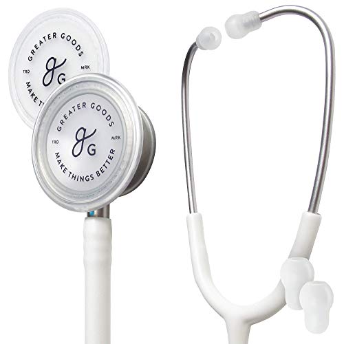 Greater Goods Dual-Head Stethoscope–Clinical Grade, Lightweight, High-Precision Sound, Ideal for Doctors, Nurses, Students, and Medical Professionals, FSA and HSA Eligible (Black and Stainless Steel)