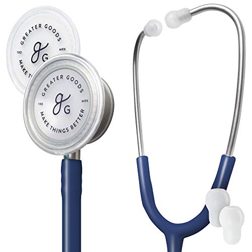 Greater Goods Dual-Head Stethoscope–Clinical Grade, Lightweight, High-Precision Sound, Ideal for Doctors, Nurses, Students, and Medical Professionals, FSA and HSA Eligible (Black and Stainless Steel)