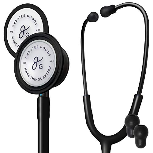 Greater Goods Dual-Head Stethoscope–Clinical Grade, Lightweight, High-Precision Sound, Ideal for Doctors, Nurses, Students, and Medical Professionals, FSA and HSA Eligible (Black and Stainless Steel)