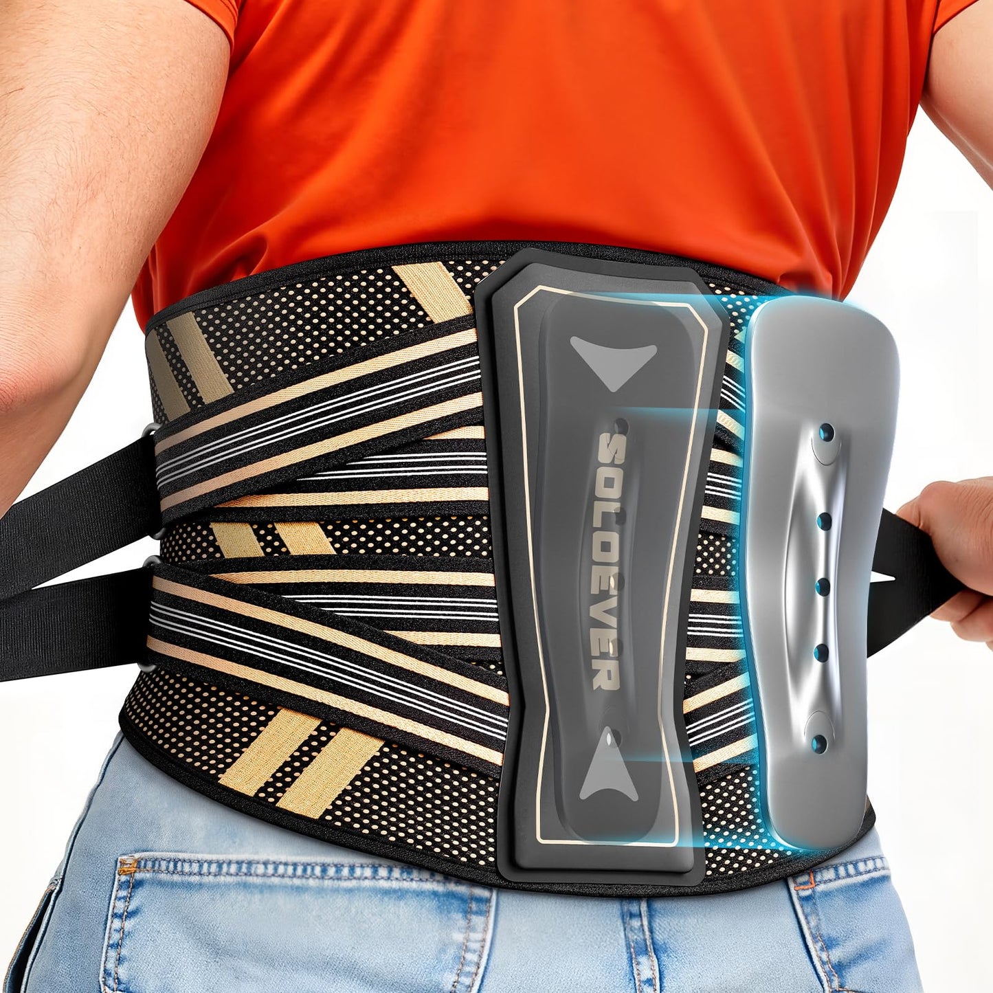 Ultra Breathable Back Brace for Lower Back Pain Relief,[Medical Grade & Copper Infused] Lumbar Support Belt with Bionic Support System, Adjustable Back Support Brace for Sciatica,Herniated Disc,Men&Women