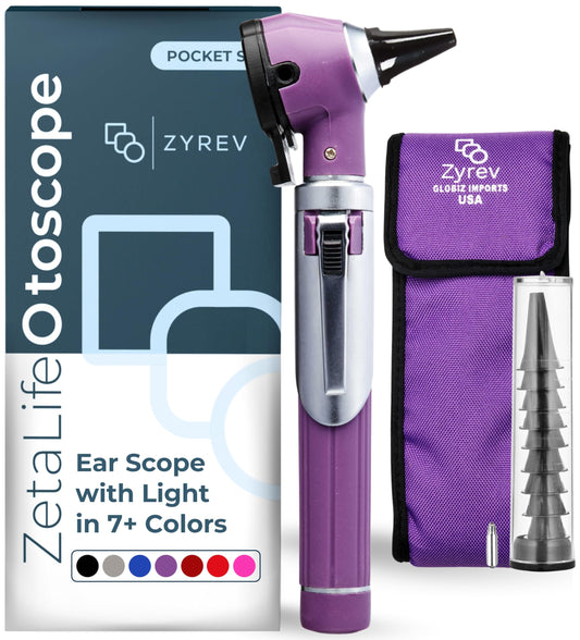 Zyrev ZetaLife Otoscope - Ear Scope with Light, Ear Infection Detector, Pocket Size (Purple Color)