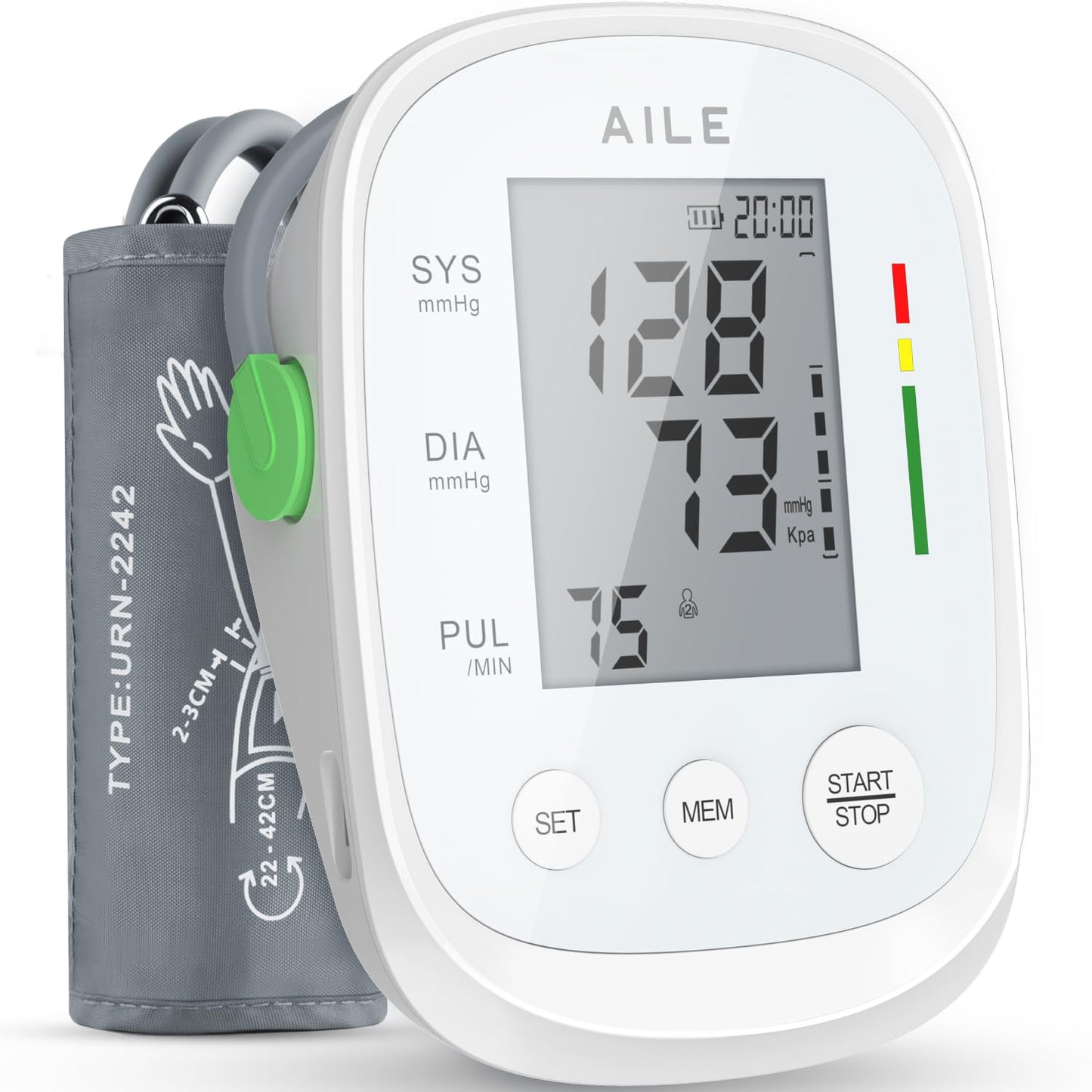 AILE - Blood Pressure Monitor, Upper Arm Blood Pressure Machine (8.7-16.5 Inches Adjustable), Automatic High Blood Pressure Cuff for Home Use