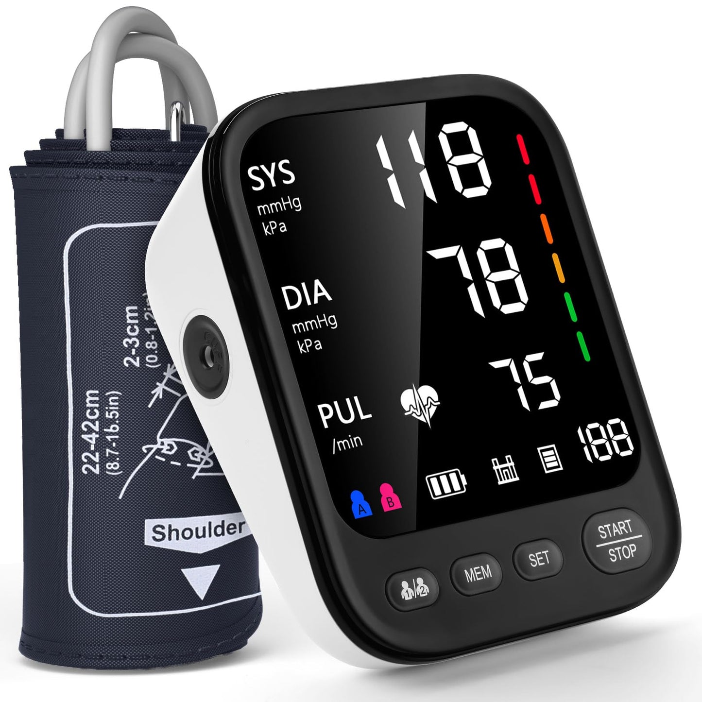 Blood Pressure Machine, Automatic Upper Arm Blood Pressure Monitor with 2 x 199 Reading, 4.5 Inch Large Backlit Display, 9 to 17 Inch Adjustable Large Cuff, Home Arrhythmia and Hypertension Detecto
