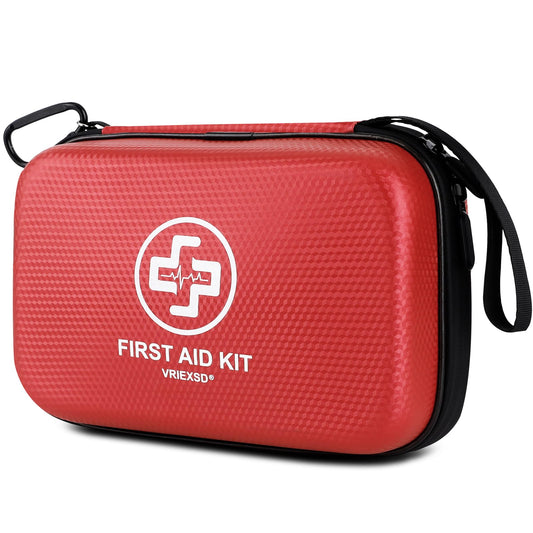 Premium First Aid Kit, 320 Piece Waterproof Hard Shell Eva First Aid Kit for Home, Camping, Cars, Hiking, Travel, Businesses & Outdoor Emergencies - Emergency Medical Kits (Red)