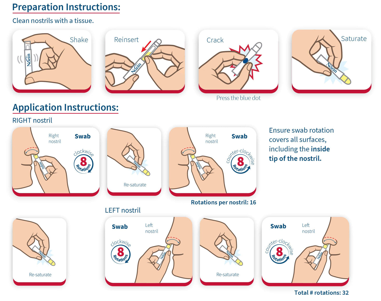 Nozin® Nasal Sanitizer® Antiseptic Popswab® Ampules Pack of 10 units | Kills 99.99% of Germs | Alcohol-based 62%