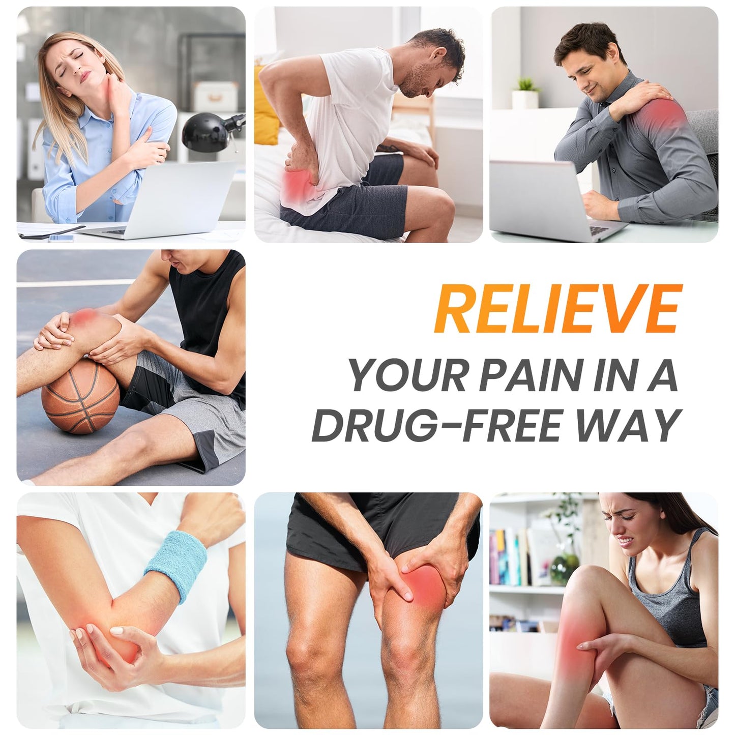 3-in-1 TENS Unit Muscle Stimulator with 30 Modes, 40 Intensities TENS Machine for Gradual Back Pain Relief Therapy, Rechargeable EMS Unit Massager with 12 TENS Electrode Pads, a Storage Bag