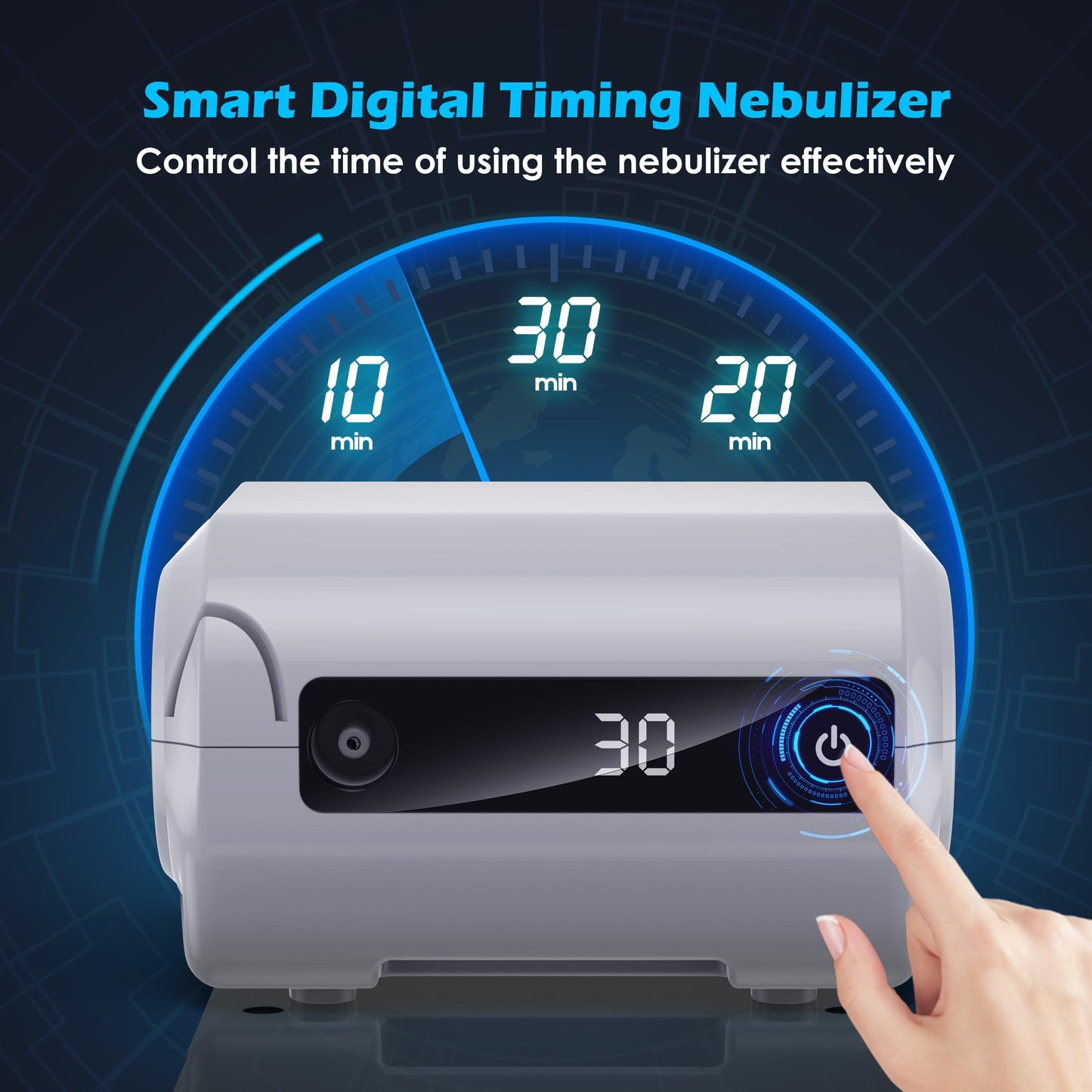 Smart Digital Display Nebulizer Machine for Adults and Kids, Compression Nebulizer for Breathing Treatment, Jet Nebulizer with Timing Function for Home Hailie Sensor NF0109