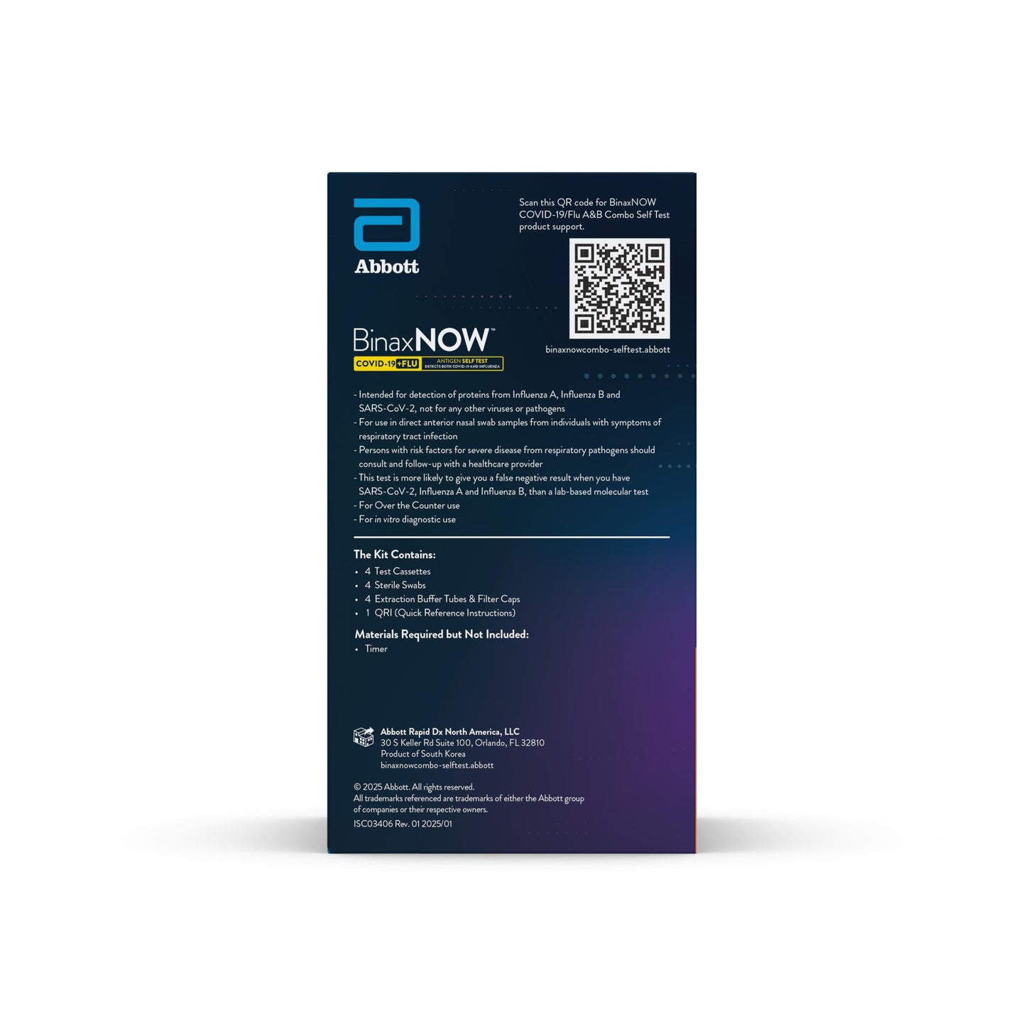 BinaxNOW™ COVID-19/Flu A&B Combo Self Test, Reliable COVID/Flu Home Test With 15 Minute Results, 4 Tests