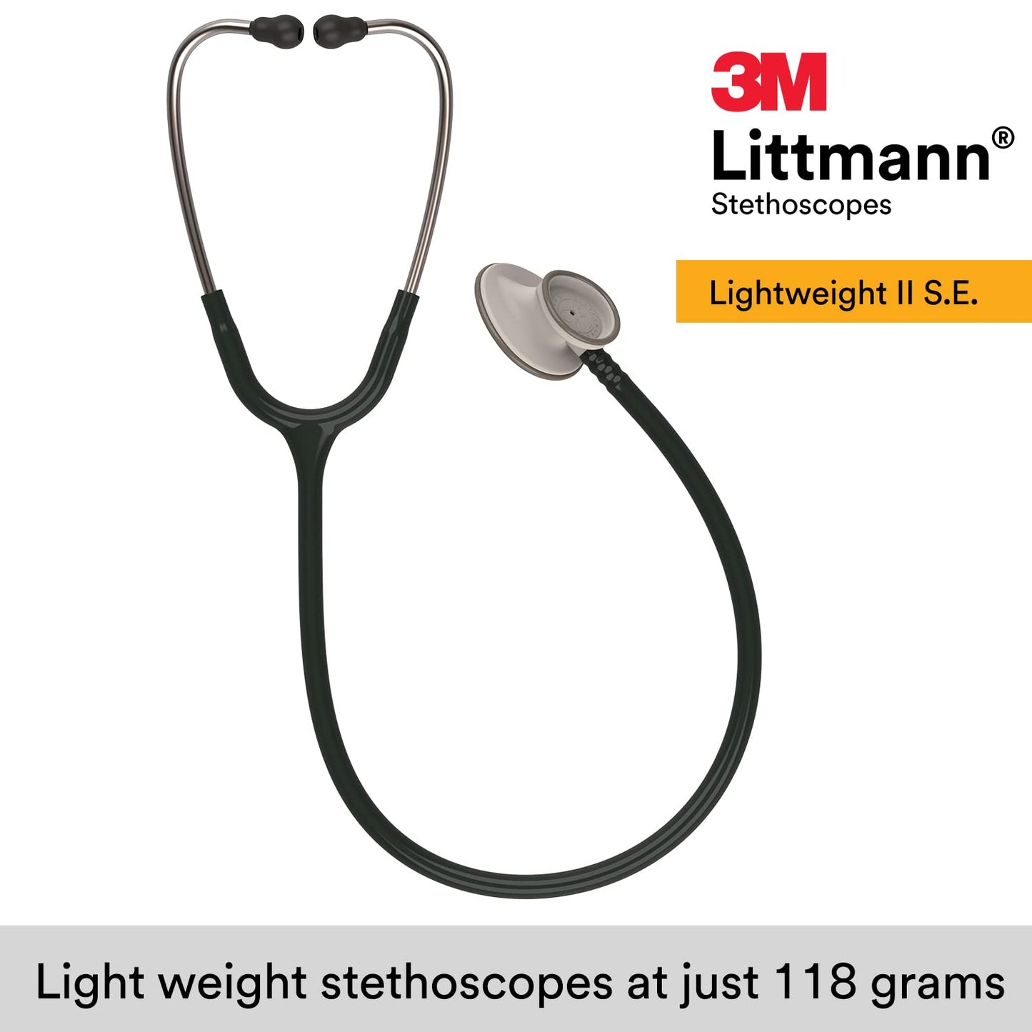 3M Littmann Lightweight II S.E. Stethoscope, 2450, 28" Black Tube