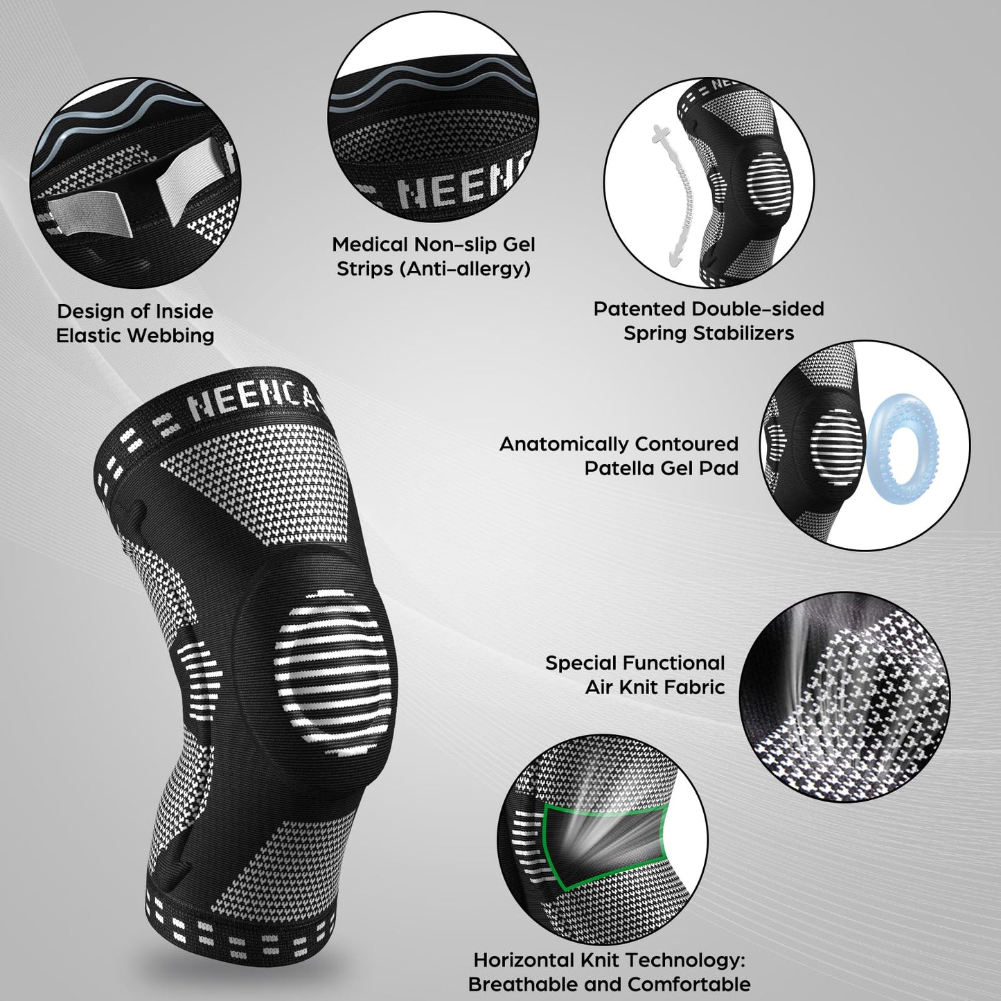 Professional Knee Brace, Compression Knee Support with Patella Gel Pad & Side Stabilizers, Medical Knee Sleeve for Pain Relief, ACL,PCL, Meniscus, Injury Recovery, Arthritis, Sports, Workout...