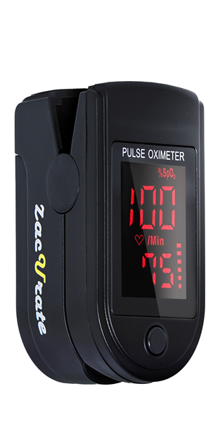 Zacurate Pro Series 500DL Fingertip Pulse Oximeter Blood Oxygen Saturation Monitor with Silicone Cover, Batteries and Lanyard (Royal Black)