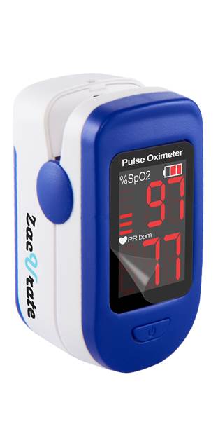 Zacurate Pro Series 500DL Fingertip Pulse Oximeter Blood Oxygen Saturation Monitor with Silicone Cover, Batteries and Lanyard (Royal Black)