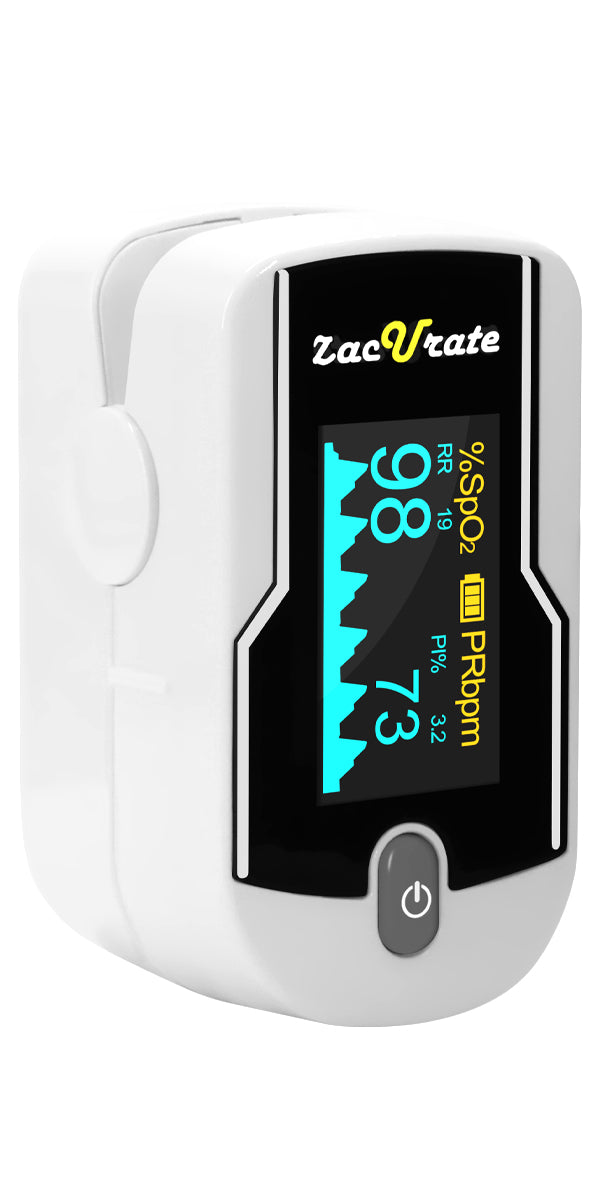 Zacurate Pro Series 500DL Fingertip Pulse Oximeter Blood Oxygen Saturation Monitor with Silicone Cover, Batteries and Lanyard (Royal Black)