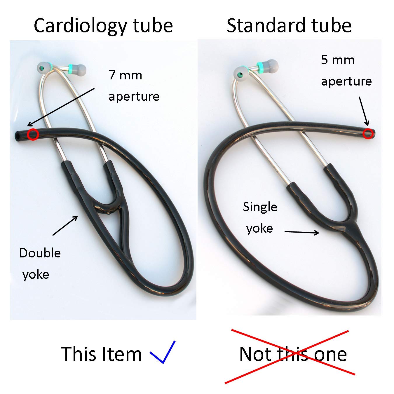 Tubing Compatible with Littmann (r) Master Cardiology (r) and Cardiology III (r) Stethoscope TUBING - 7mm Binaurals T7 Black