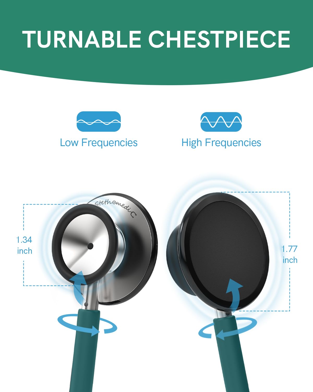 FriCARE Dual Head Stethoscope - Stethoscopes for Nurses, Medical Nursing Students, Paramedics/EMT/LVN/VNA Backup Estetoscopio, Smooth Emerald Green Tube, Stainless Steel Chestpiece