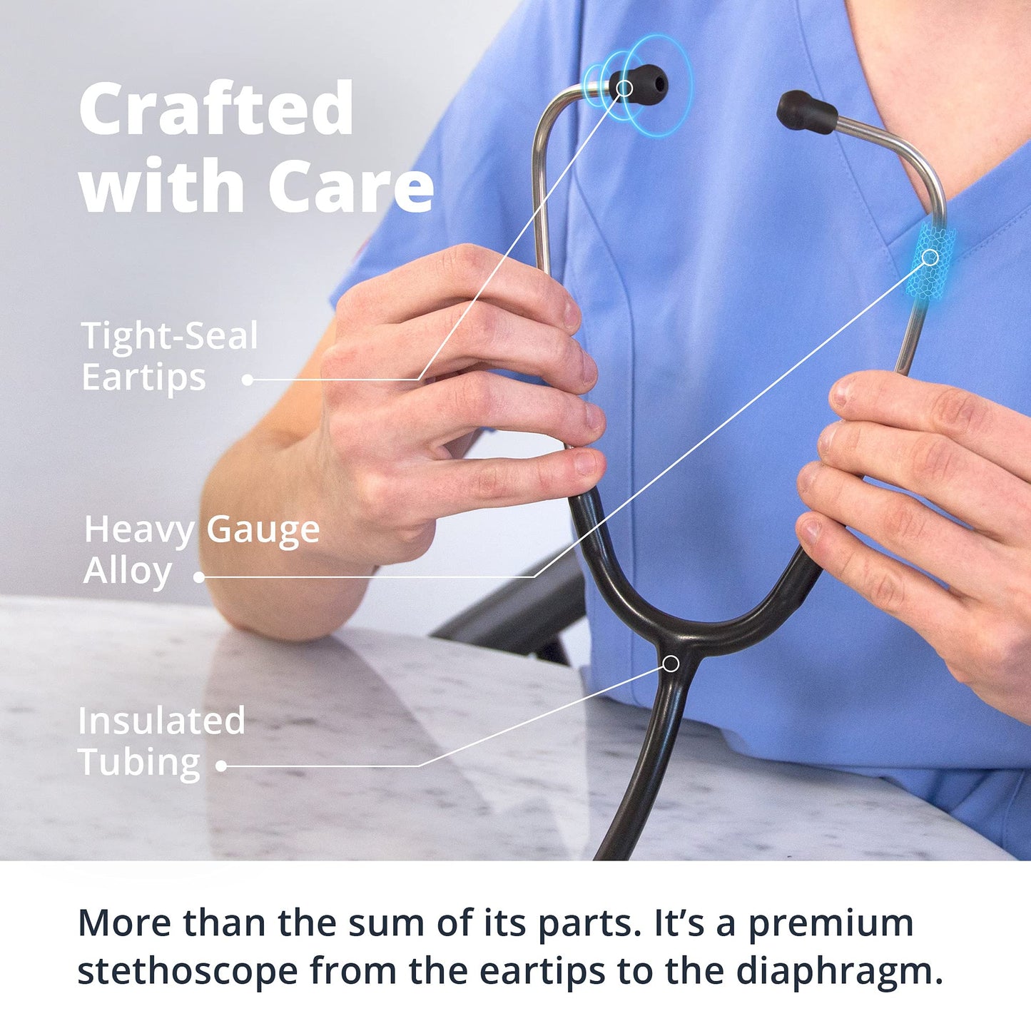 Greater Goods Dual-Head Stethoscope–Clinical Grade, Lightweight, High-Precision Sound, Ideal for Doctors, Nurses, Students, and Medical Professionals, FSA and HSA Eligible (Black and Stainless Steel)