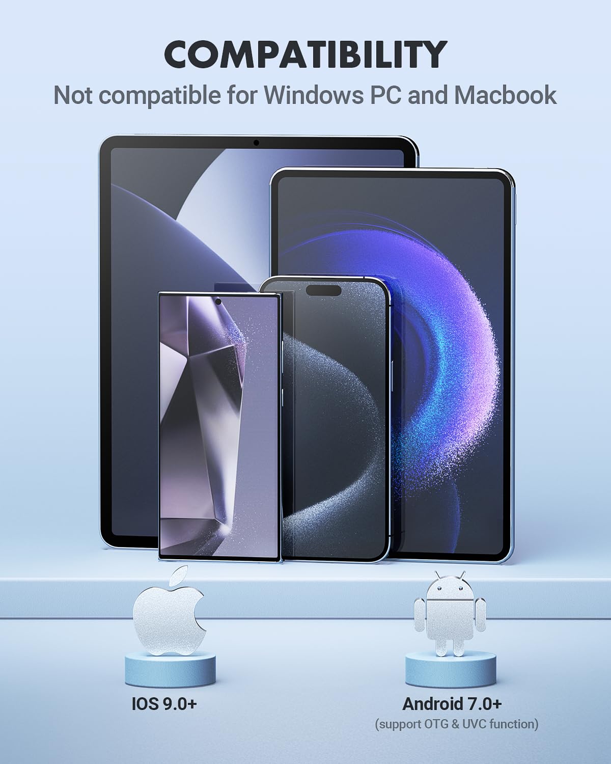 Digital Otoscope Compatible with iPhone and Android Devices, HD Ear Camera with Ear Wax Removal Tools, Video Ear Scope Otoscope with Light, Capture Photos and Videos (Silver)