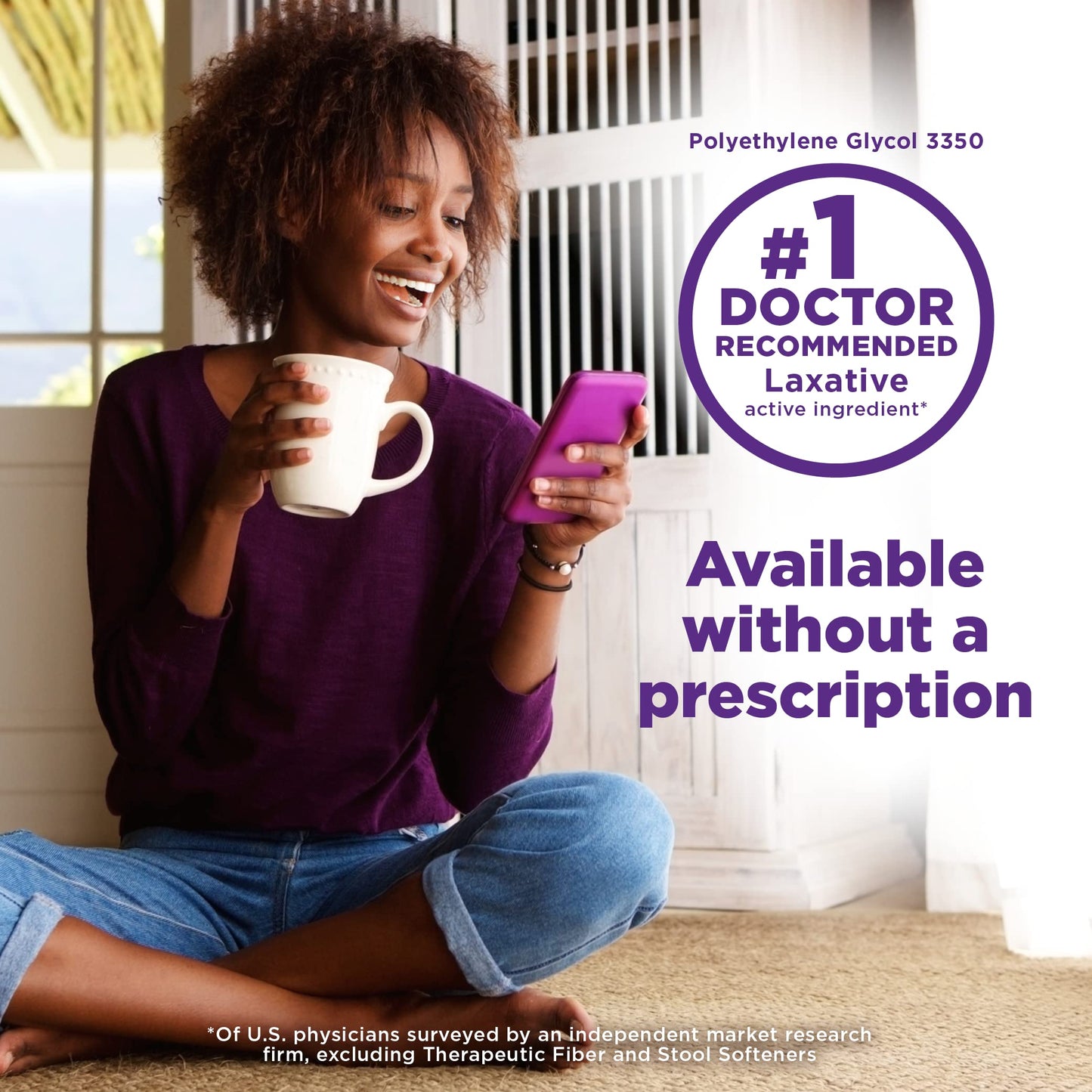 Basic Care ClearLax Polyethylene Glycol 3350 Powder for Solution, Osmotic Laxative, Relieves Occasional Constipation, Unflavored, 1.68 pound (Pack of 1)