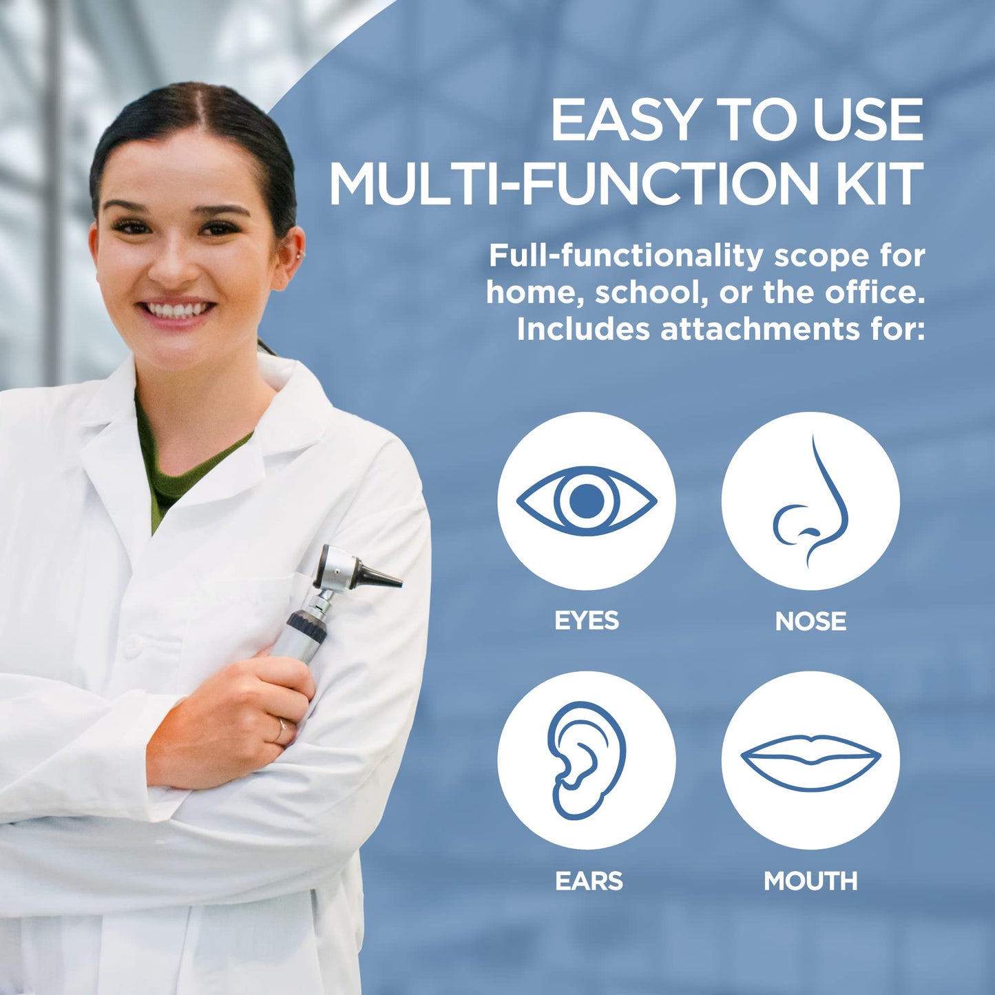 Zyrev Otoscope Oph Diagnostic Set - 36 Piece Medical and Nursing Student Otoscope/Opthalmoscope Diagnostic Kit - with Leather Case for Educational and Professional Settings (Regular)