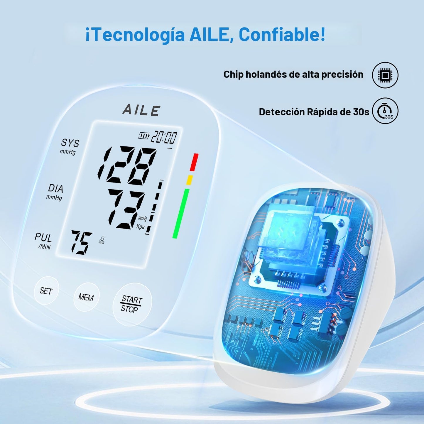 AILE - Blood Pressure Monitor, Upper Arm Blood Pressure Machine (8.7-16.5 Inches Adjustable), Automatic High Blood Pressure Cuff for Home Use