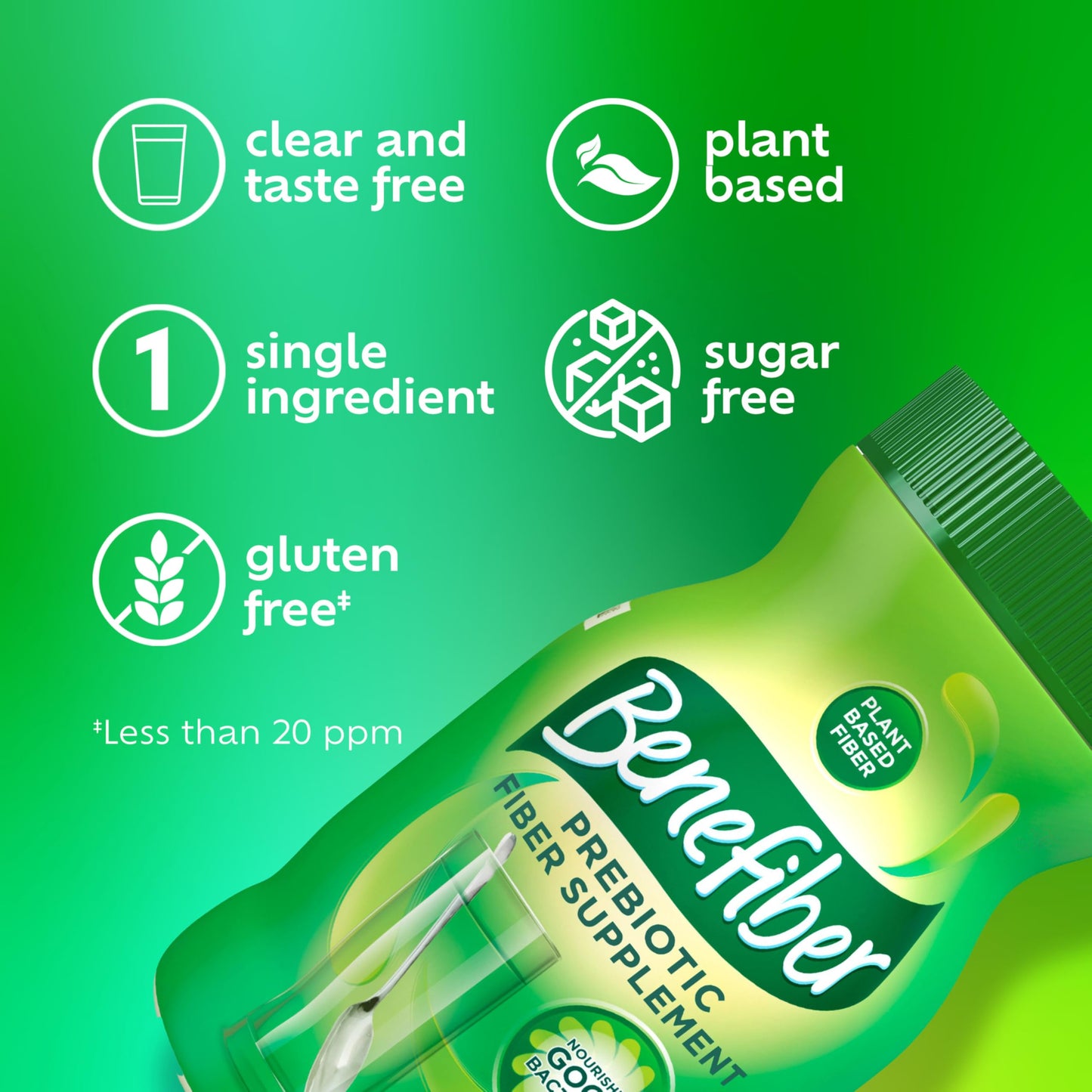 Benefiber Daily Prebiotic Fiber Supplement Powder for Digestive Health, Unflavored - 125 Servings (17.6 Ounces)