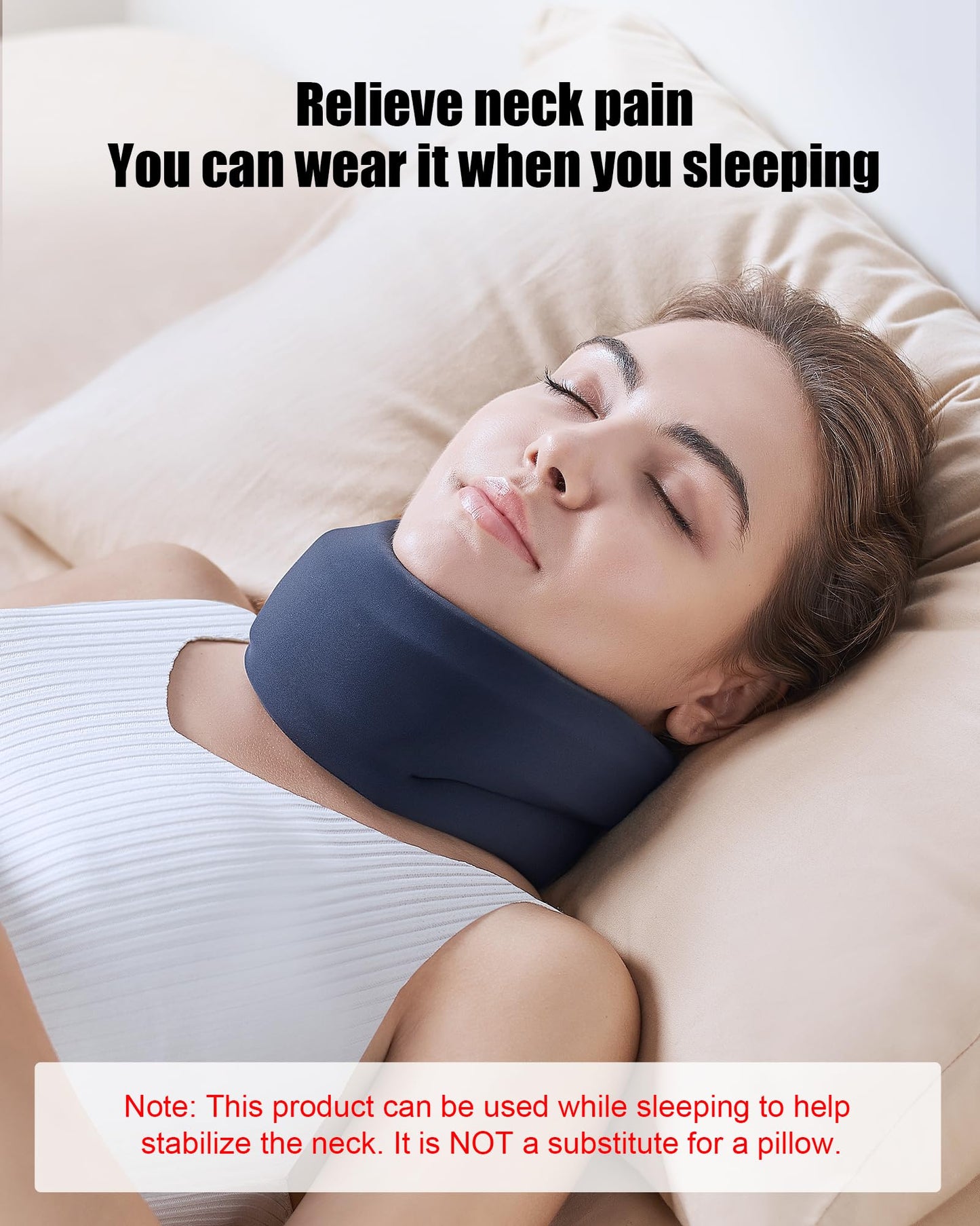 Neck Brace for Sleeping - Cervical Collar Relief Neck Pain and Neck Support Soft Foam Wraps Keep Vertebrae Stable for Relief of Cervical Spine Pressure for Women & Men Blue Small Size