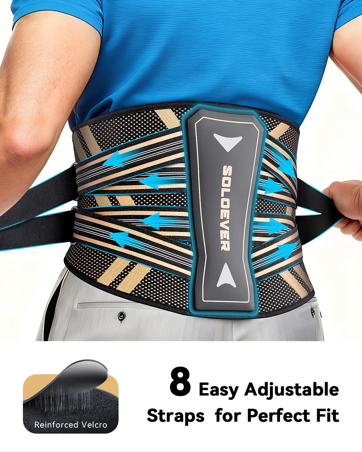 Ultra Breathable Back Brace for Lower Back Pain Relief,[Medical Grade & Copper Infused] Lumbar Support Belt with Bionic Support System, Adjustable Back Support Brace for Sciatica,Herniated Disc,Men&Women