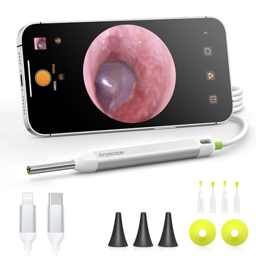Digital Otoscope Compatible with iPhone and Android Devices, HD Ear Camera with Ear Wax Removal Tools, Video Ear Scope Otoscope with Light, Capture Photos and Videos (Silver)