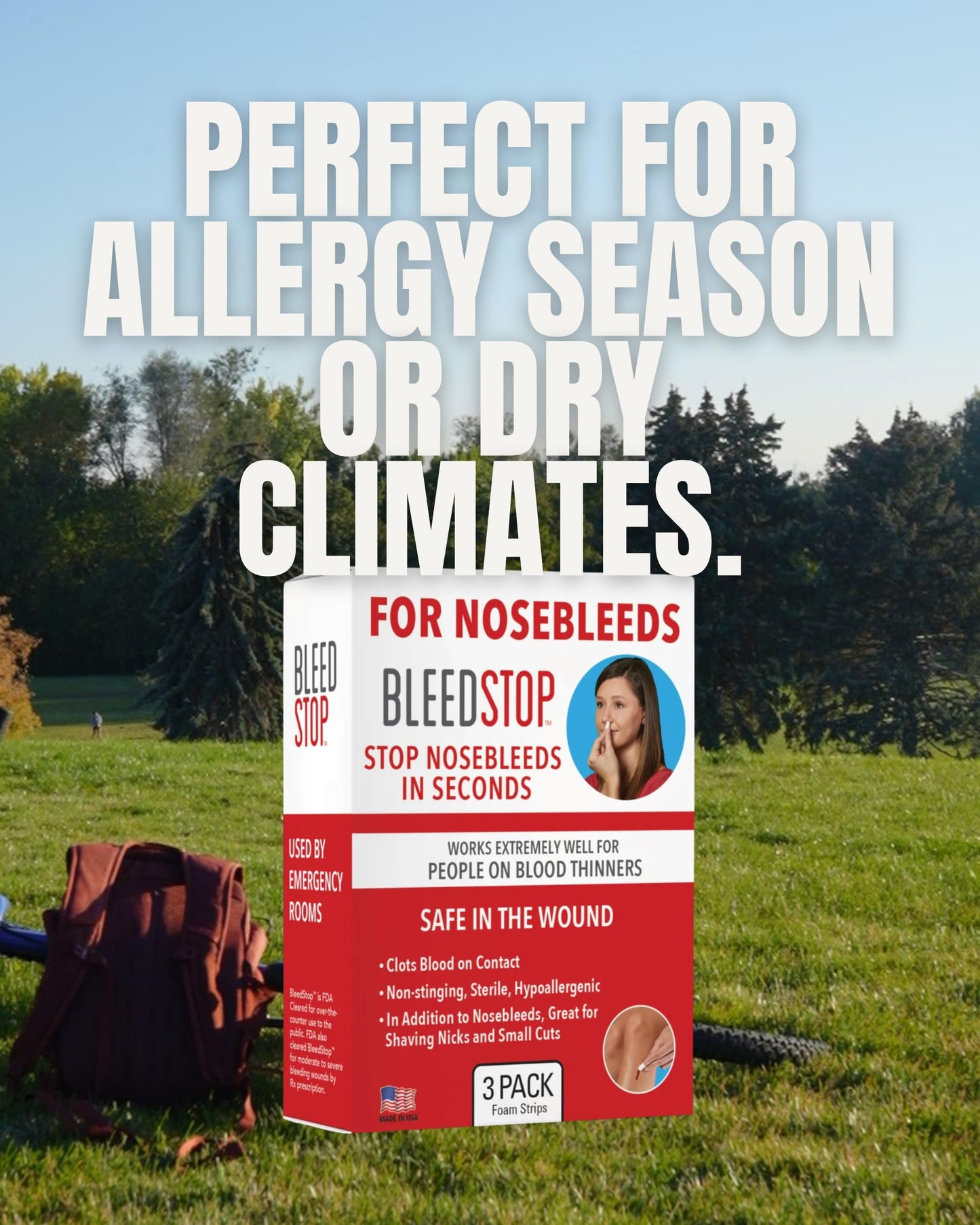 BleedStop™ First Aid Powder Strip for Blood Clotting, Trauma Kit, Blood Thinner Patients, Camping Safety, and Survival Equipment for Moderate to Severe Bleeding Wounds or Nosebleeds - 18g (Pack of 3)