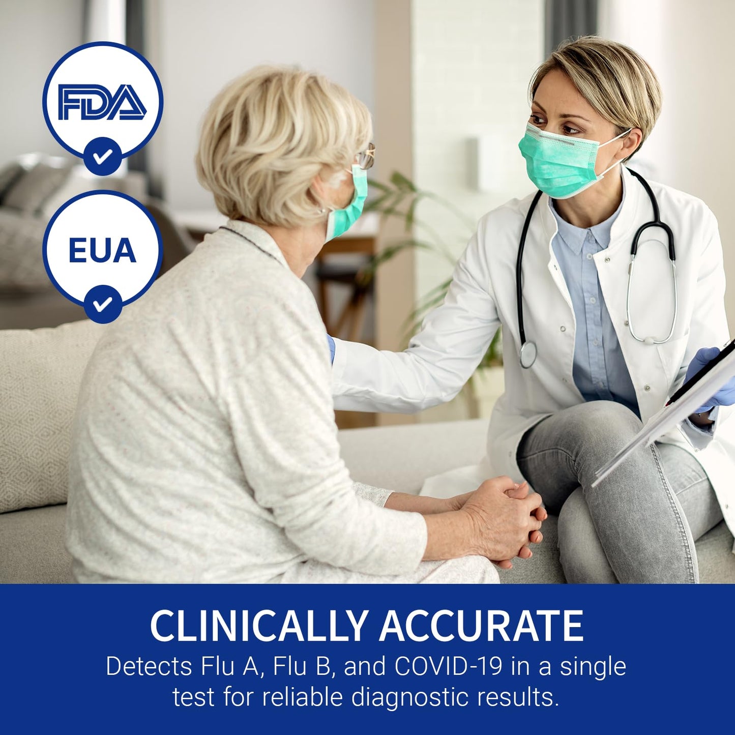 CorDx Tyfast at Home Flu A/B and COVID 19 Rapid Test Kit, Easy, Accurate, Fast Results in 10 Minutes, 4 Tests.